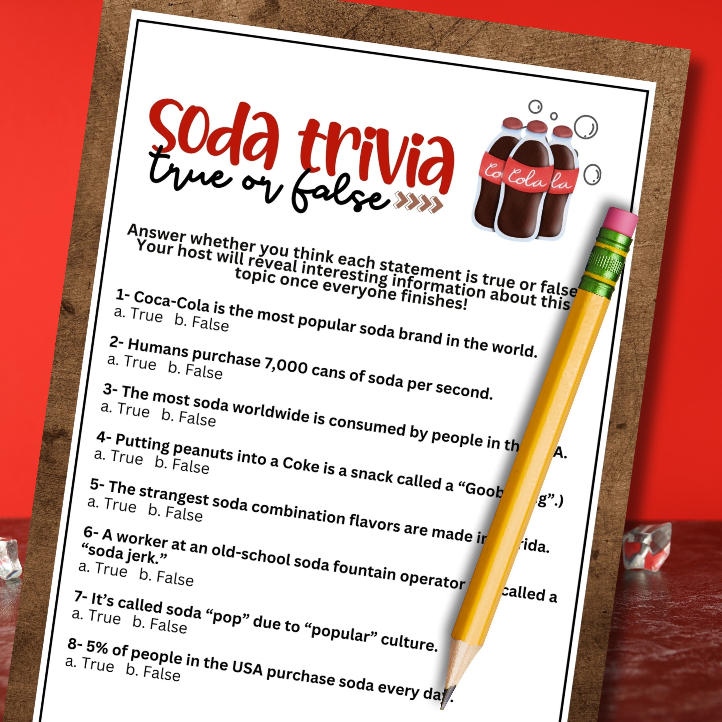 Soda Trivia True Or False – Party Prints Press