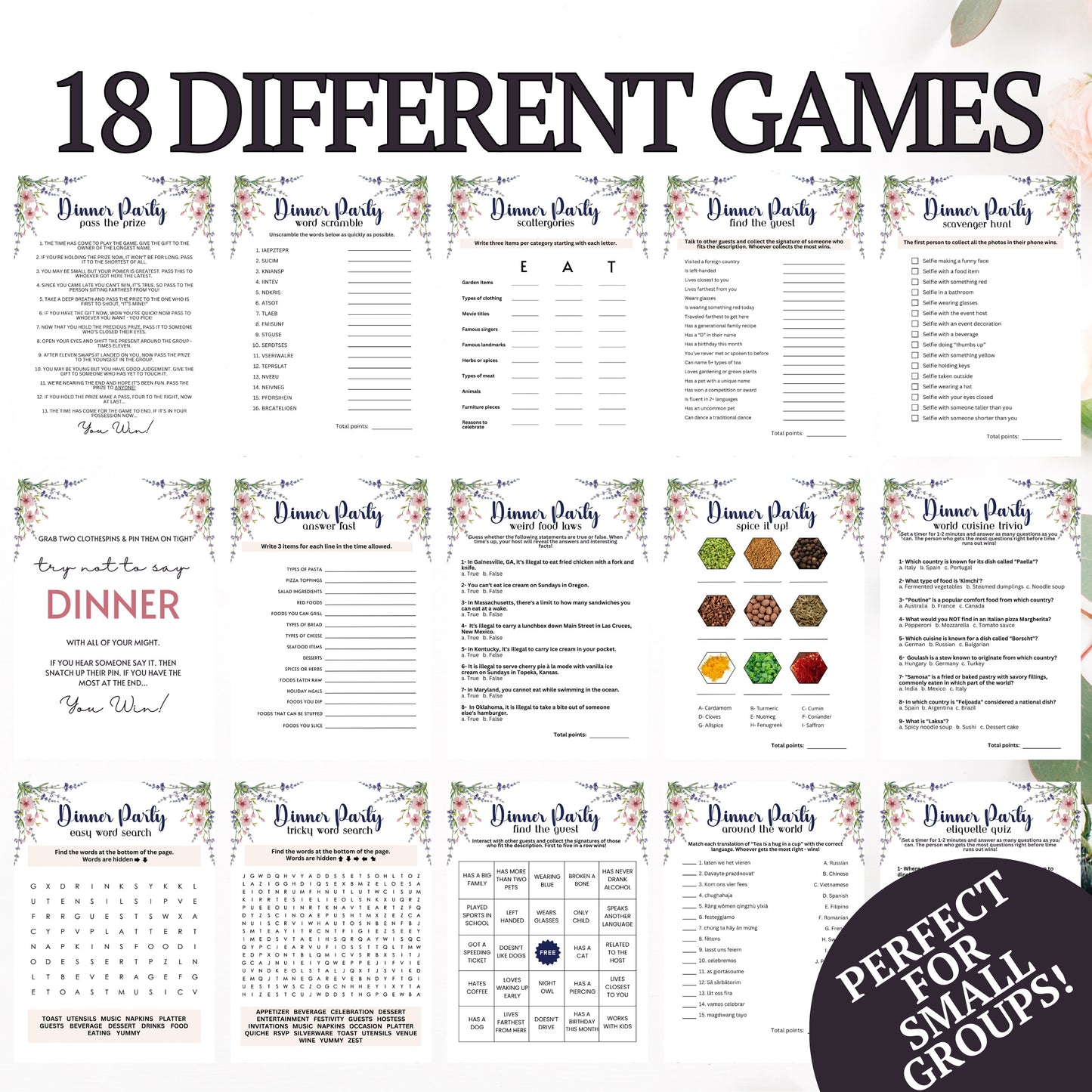 Dinner Party Games Bundle (18 Games)