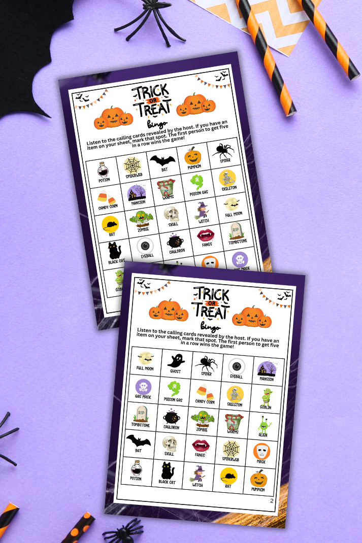 Halloween Trick or Treat Bingo Game - Spooky Fun for Parties, Classrooms, and More!  Looking for a spooktacular, colorful, and fun activity for Halloween parties, classrooms, and community events? This adorable "Halloween Trick or Treat" Bingo game from Party Prints Press is just what you need!  This printable game is perfect for all ages, and will keep everyone relaxed, entertained, and in the spooky spirit of Halloween.  Why you'll love this game...