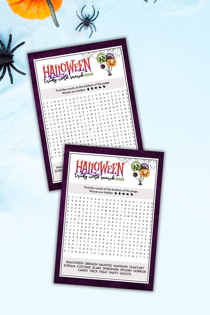 This challenging word search is perfect for kids and teenagers or adults who want to challenge themselves at any Halloween-themed party or event! Words are hidden across, down, forward, backward, and diagonally to encourage friendly competition.