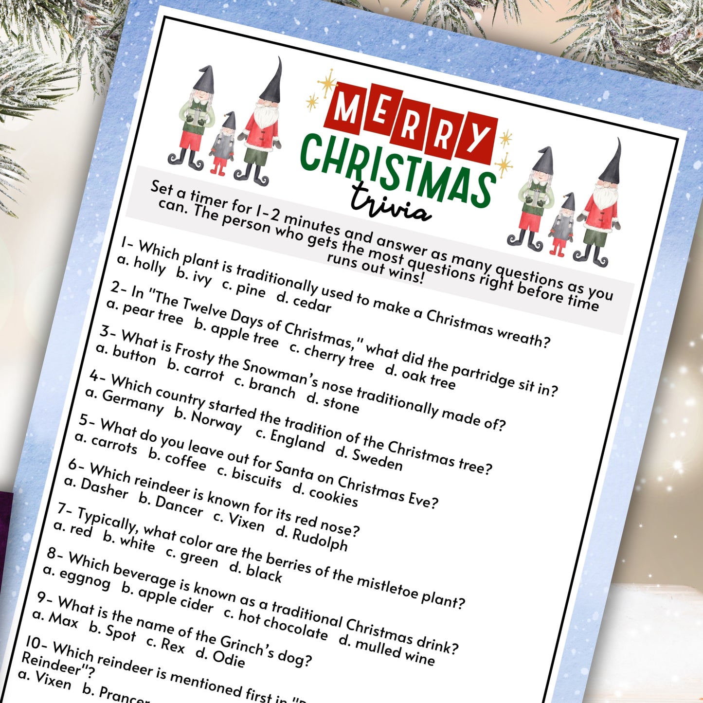 Christmas Trivia Quiz Game