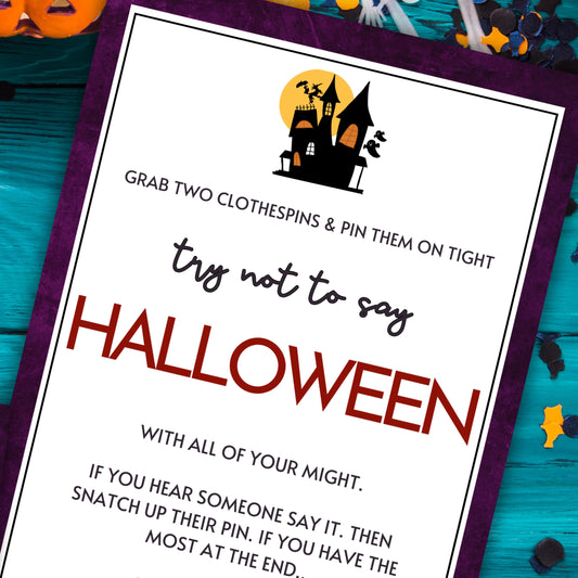 Looking for a fun and easy icebreaker game to play at your Halloween party, work party, office event, book club meeting, pub crawl night, or dinner gathering? Play this Halloween-Themed "Try Not To Say" magic word game!