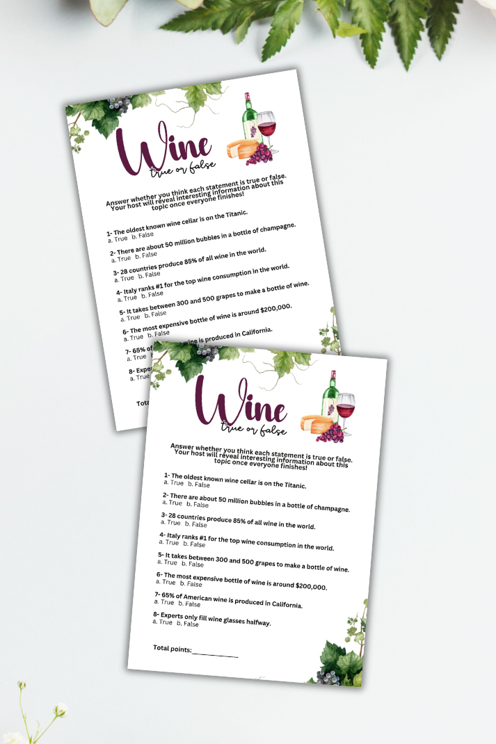 Are you seeking a fun and engaging activity to enjoy with friends at your upcoming alcohol-inspired event, dinner party, bachelor or bachelorette party or even just a pub crawl night on the town?  This simple true or false trivia game from Party Prints Press is just what you need!