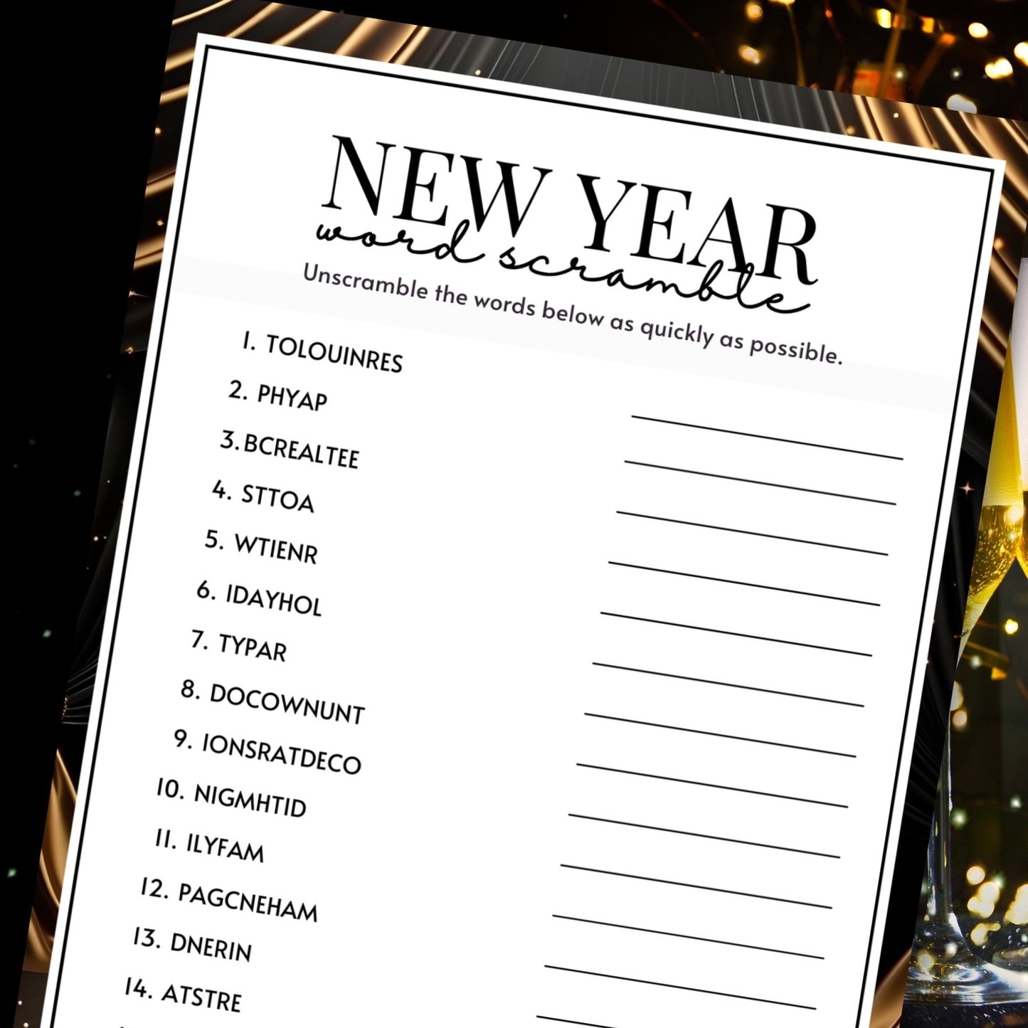 New Year's Eve Word Scramble