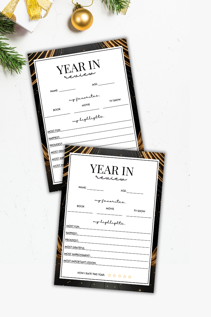 Year In Review Worksheet (New Year's Eve)