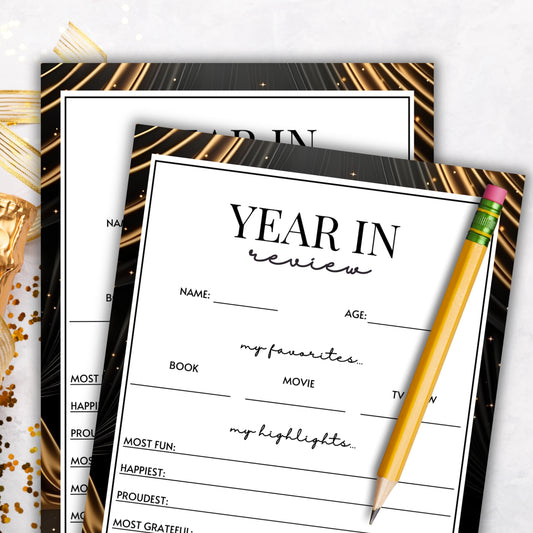 Year In Review Worksheet (New Year's Eve)